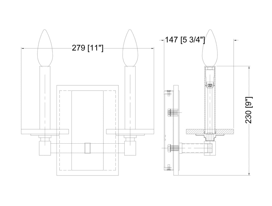Wall Sconce Z-Lite 3045-2S-MGLD Modern Gold Kaden 2 Light Wall Sconce Z-Lite