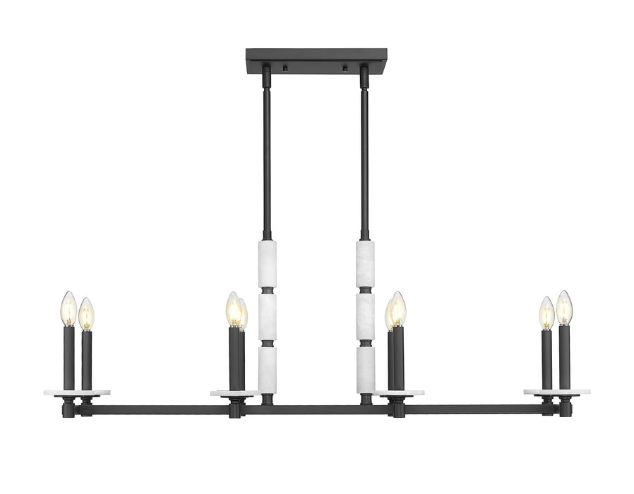 Linear Chandelier Z-Lite 3045-8L-MB Matte Black Kaden 8 Light Linear Chandelier Z-Lite