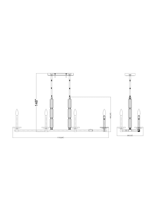 Linear Chandelier Z-Lite 3045-8L-MGLD Modern Gold Kaden 8 Light Linear Chandelier Z-Lite