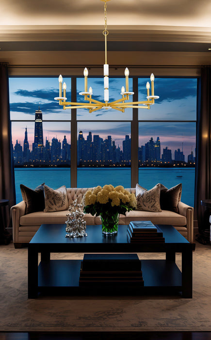 Chandelier Z-Lite 3045-8MGLD Modern Gold Kaden 8 Light Chandelier Z-Lite