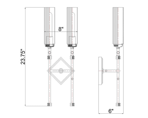 Wall Sconce Z-Lite 3047-2S-MB Matte Black Esme 2 Light Wall Sconce Z-Lite