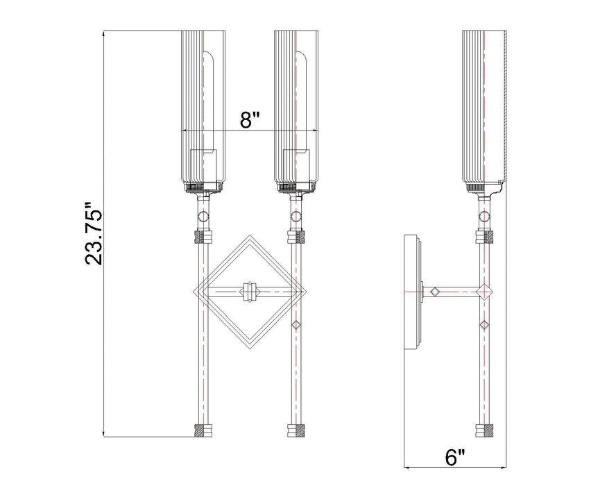 Wall Sconce Z-Lite 3047-2S-MB Matte Black Esme 2 Light Wall Sconce Z-Lite