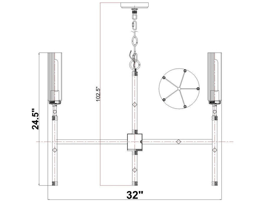 Chandelier Z-Lite 3047-5MB Matte Black Esme 5 Light Chandelier Z-Lite