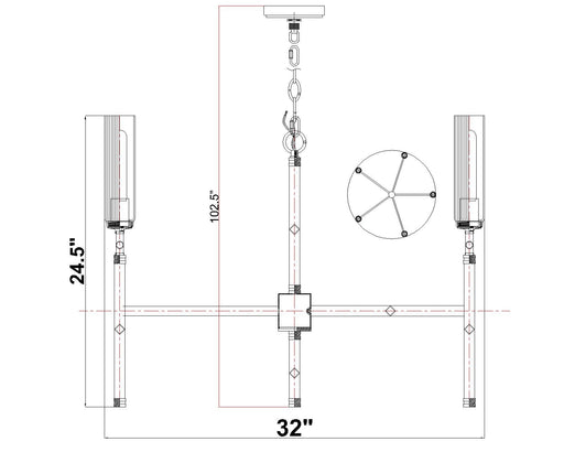 Chandelier Z-Lite 3047-5MGLD Modern Gold Esme 5 Light Chandelier Z-Lite