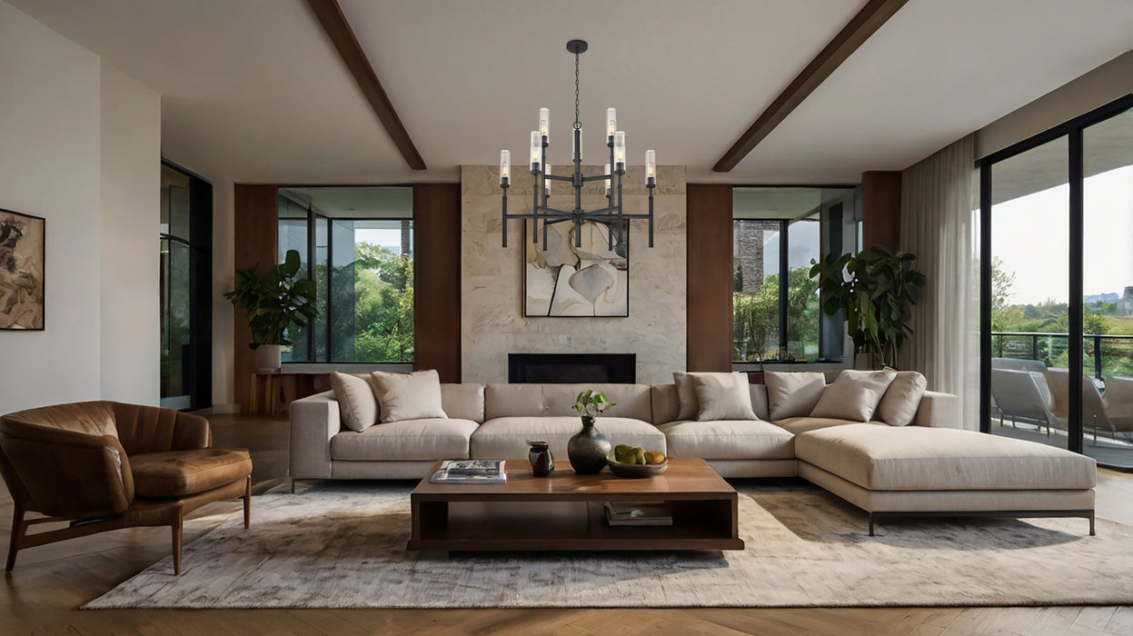 Chandelier Z-Lite 3047-9MB Matte Black Esme 9 Light Chandelier Z-Lite