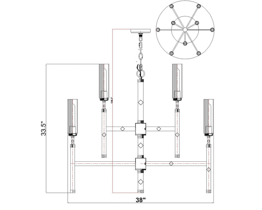 Chandelier Z-Lite 3047-9MGLD Modern Gold Esme 9 Light Chandelier Z-Lite
