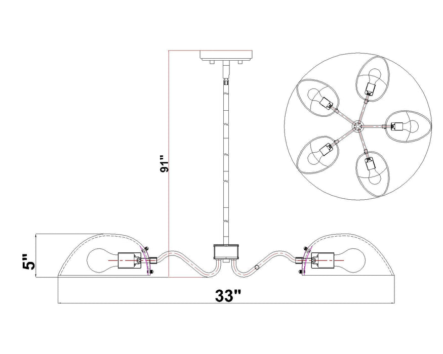 Chandelier Z-Lite 3048-5MB Matte Black Breton 5 Light Chandelier Z-Lite