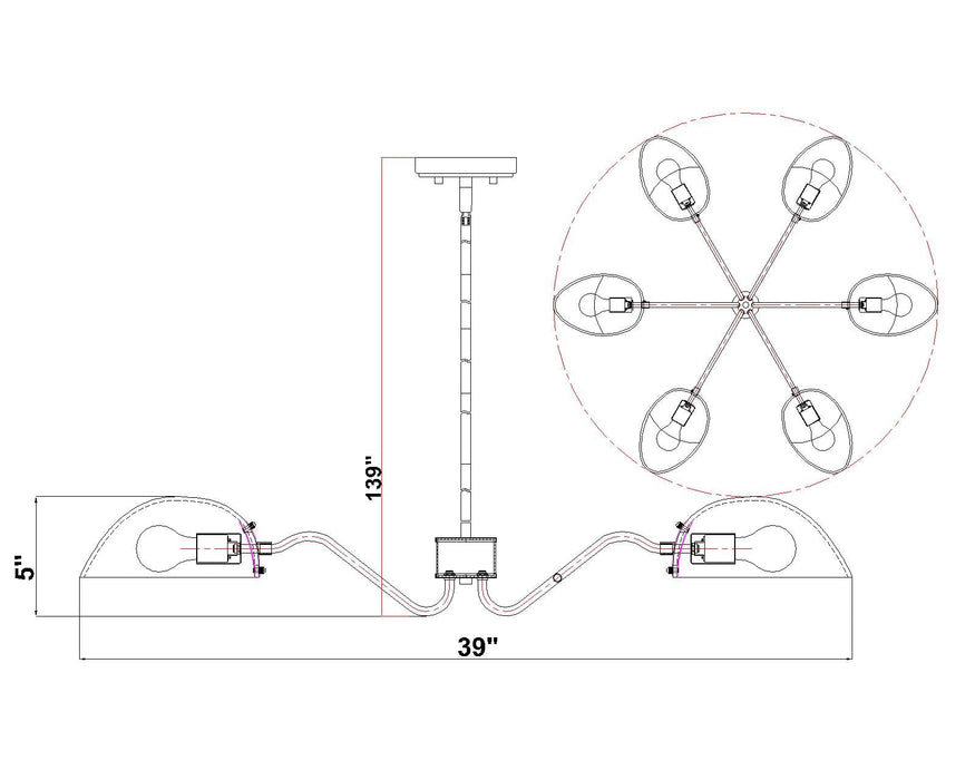 Chandelier Z-Lite 3048-6BN Brushed Nickel Breton 6 Light Chandelier Z-Lite