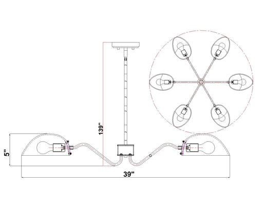 Chandelier Z-Lite 3048-6MB Matte Black Breton 6 Light Chandelier Z-Lite