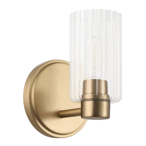 Vanity Light Thesis 207025A Bedminster 5 inch 1 light Champagne Gold Vanity Light with Clear Ribbed Glass Shade THESIS