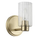 Vanity Light Thesis 207025A Bedminster 5 inch 1 light Champagne Gold Vanity Light with Clear Ribbed Glass Shade THESIS