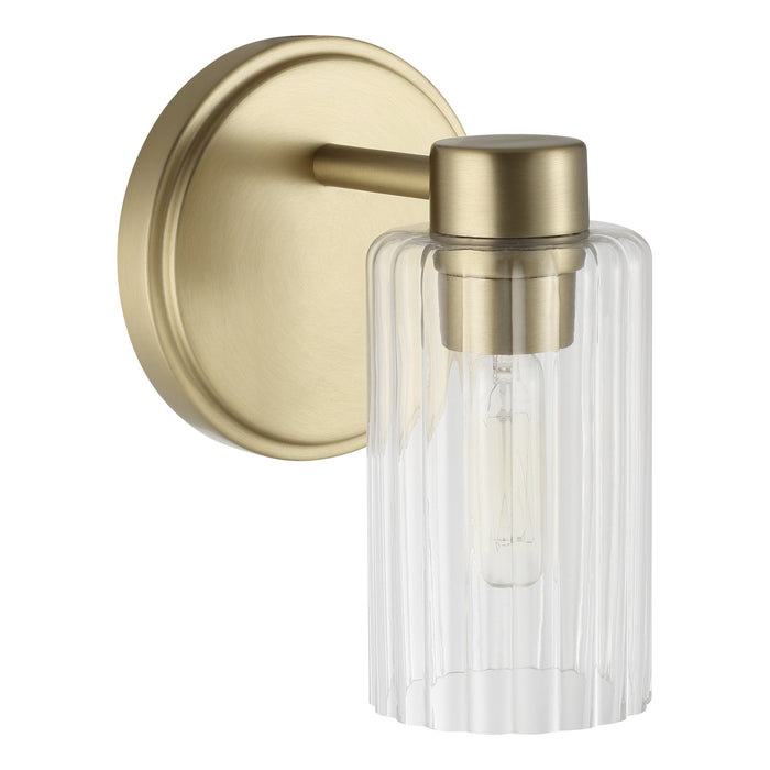 Vanity Light Thesis 207025A Bedminster 5 inch 1 light Champagne Gold Vanity Light with Clear Ribbed Glass Shade THESIS