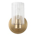 Vanity Light Thesis 207025A Bedminster 5 inch 1 light Champagne Gold Vanity Light with Clear Ribbed Glass Shade THESIS