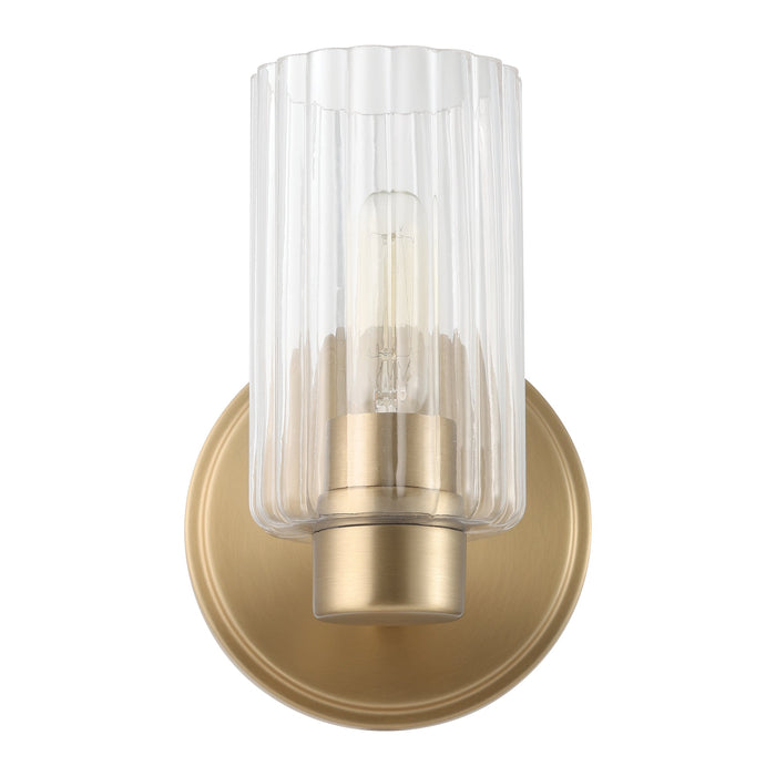Vanity Light Thesis 207025A Bedminster 5 inch 1 light Champagne Gold Vanity Light with Clear Ribbed Glass Shade THESIS
