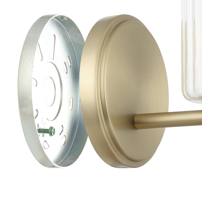 Vanity Light Thesis 207025A Bedminster 5 inch 1 light Champagne Gold Vanity Light with Clear Ribbed Glass Shade THESIS