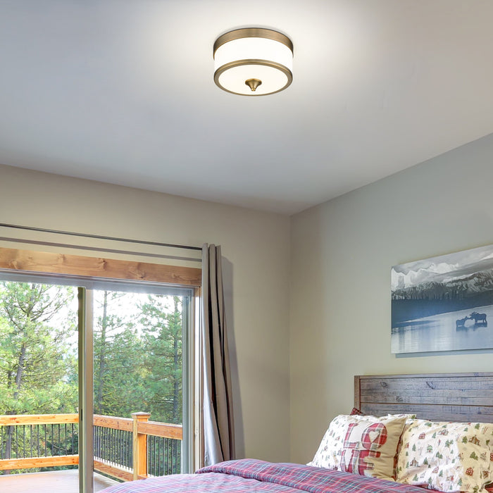 Flush Mount Z-Lite 307F-HBR Heritage Brass Cosmopolitan 3 Light Flush Mount Z-Lite