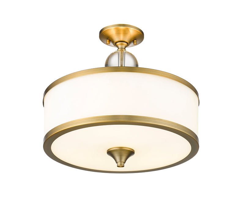 Semi Flush Mount Z-Lite 307SF-HBR Heritage Brass Cosmopolitan 3 Light Semi Flush Mount Z-Lite