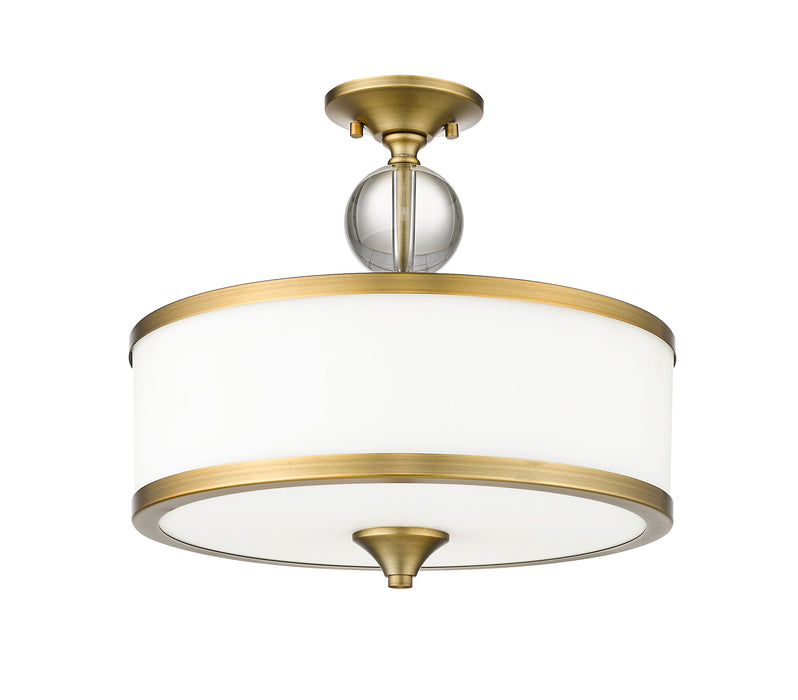 Semi Flush Mount Z-Lite 307SF-HBR Heritage Brass Cosmopolitan 3 Light Semi Flush Mount Z-Lite