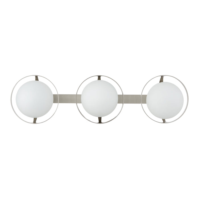 Vanity Light Thesis 206975A Parker 24 inch 3 light Brushed Nickel Vanity Light with Etched Opal Glass Shades THESIS