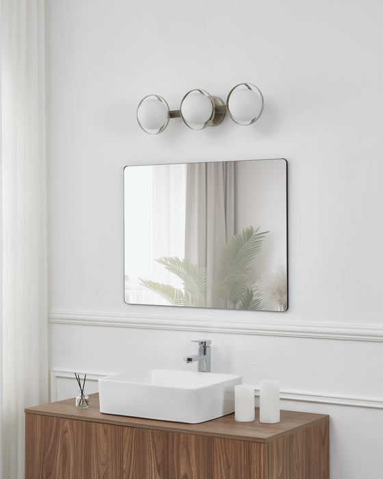 Vanity Light Thesis 206975A Parker 24 inch 3 light Brushed Nickel Vanity Light with Etched Opal Glass Shades THESIS