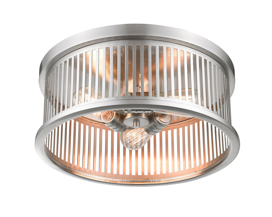 Flush Mount Z-Lite 334F3BN Brushed Nickel Camellia 3 Light Flush Mount Z-Lite