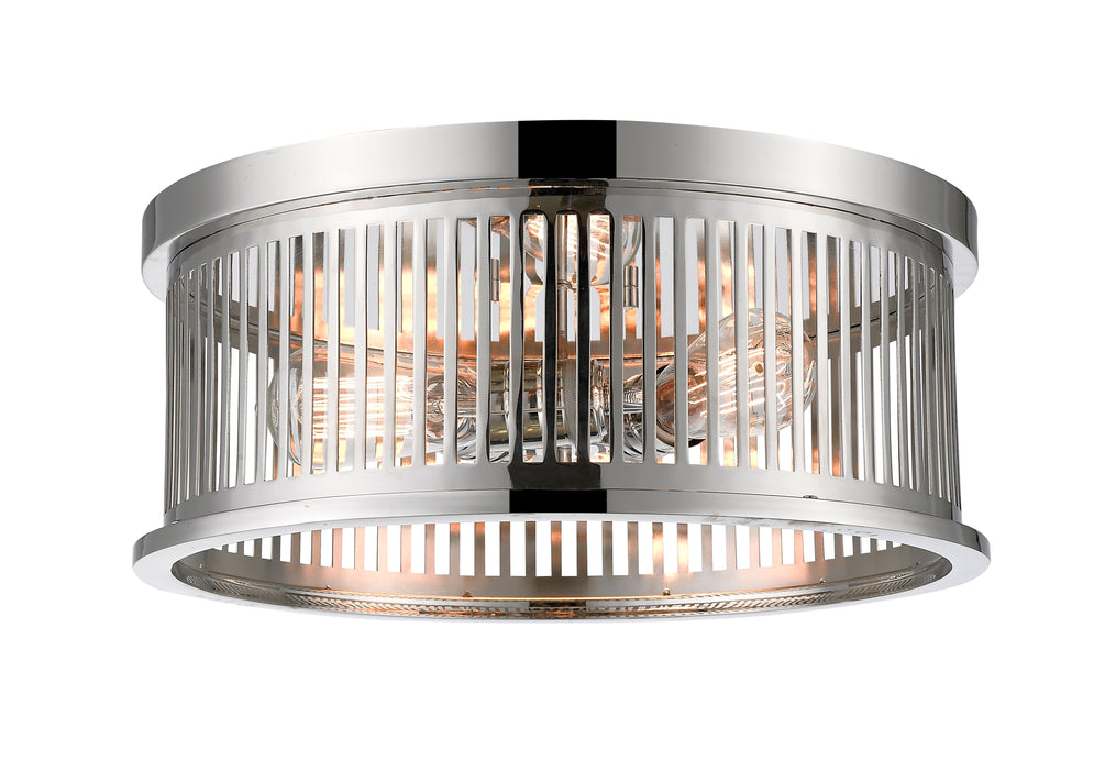 Flush Mount Z-Lite 334F3PN Polished Nickel Camellia 3 Light Flush Mount Z-Lite