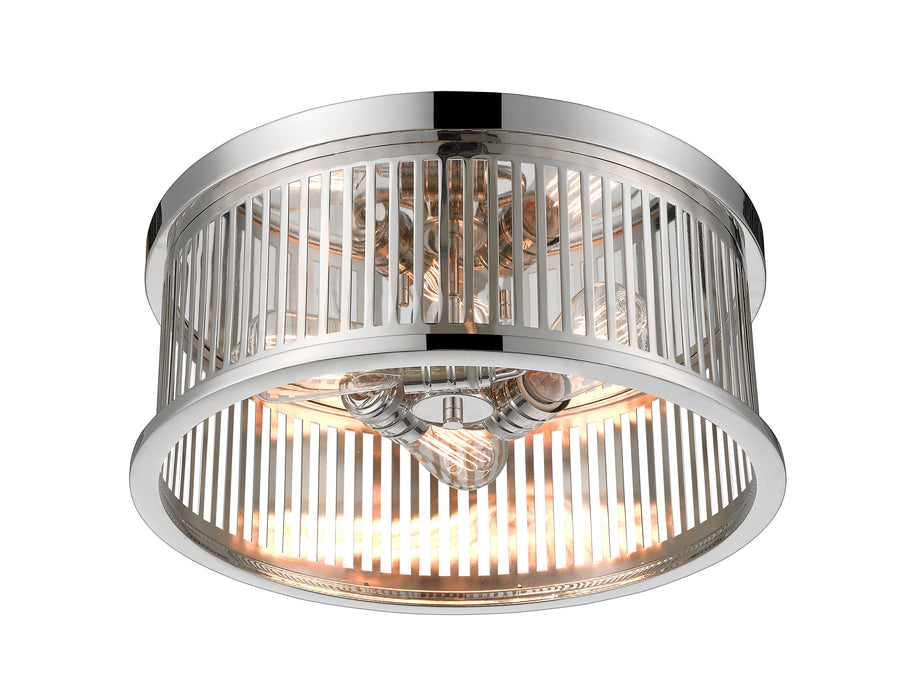 Flush Mount Z-Lite 334F3PN Polished Nickel Camellia 3 Light Flush Mount Z-Lite