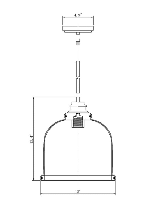 Pendant Z-Lite 337P12MB+CH Matte Black + Chrome Burren 1 Light Pendant Z-Lite