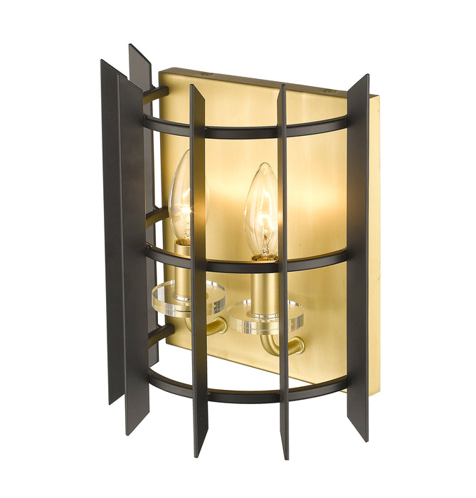 Wall Sconce Z-Lite 338-2S-MB+SBR Satin Brass Haake 2 Light Wall Sconce Z-Lite