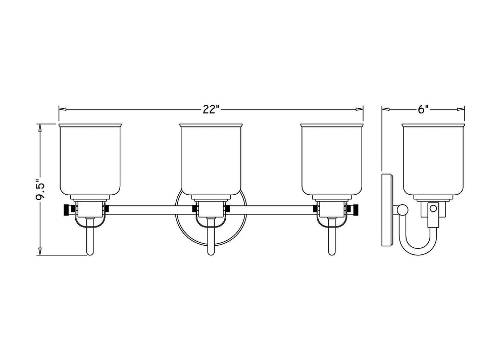 Vanity Z-Lite 340-3V-CH Chrome Kinsley 3 Light Vanity Z-Lite