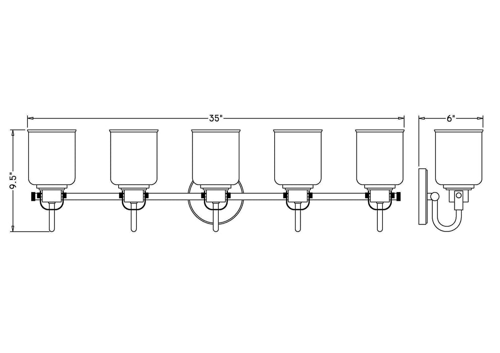Vanity Z-Lite 340-5V-CH Chrome Kinsley 5 Light Vanity Z-Lite