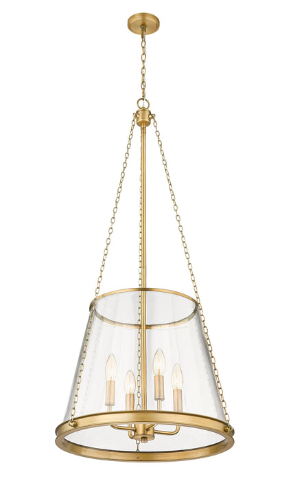 Pendant Z-Lite 341P18-RB Rubbed Brass Prescott 4 Light Pendant Z-Lite