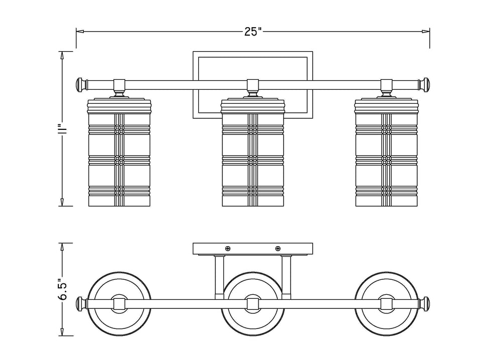 Vanity Z-Lite 344-3V-PN Polished Nickel Archer 3 Light Vanity Z-Lite