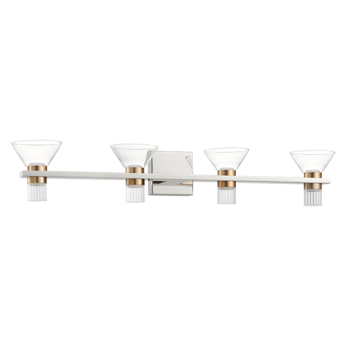 Vanity Light Thesis 207691A Blake 35 inch 8 light Polished Nickel and Champagne Gold 5CCT LED Vanity Light with Clear and Clear Ribbed Glass THESIS