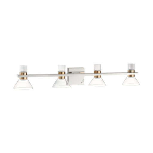 Vanity Light Thesis 207691A Blake 35 inch 8 light Polished Nickel and Champagne Gold 5CCT LED Vanity Light with Clear and Clear Ribbed Glass THESIS