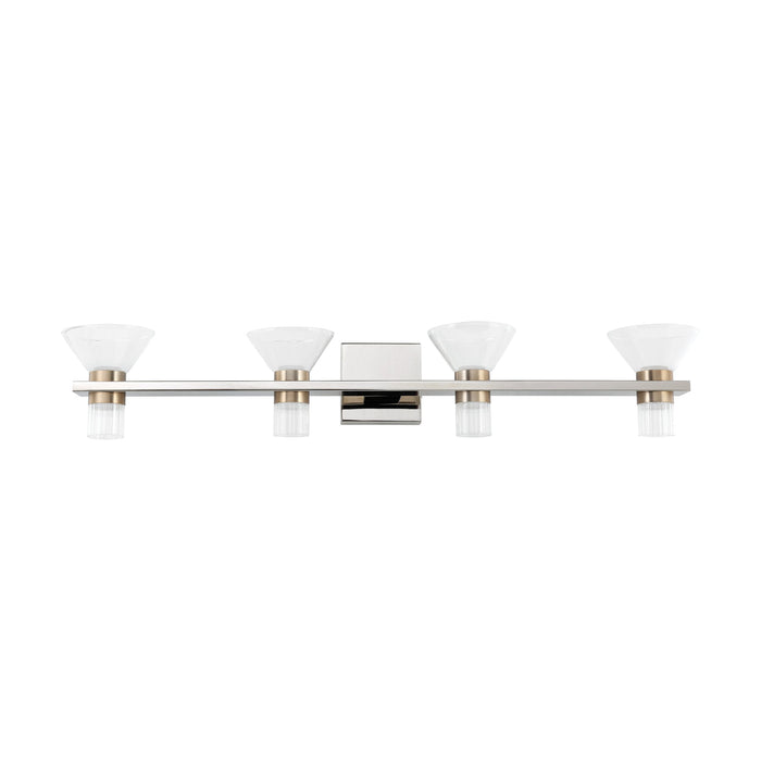 Vanity Light Thesis 207691A Blake 35 inch 8 light Polished Nickel and Champagne Gold 5CCT LED Vanity Light with Clear and Clear Ribbed Glass THESIS