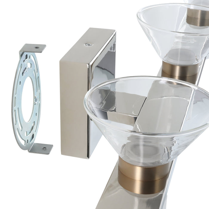 Vanity Light Thesis 207691A Blake 35 inch 8 light Polished Nickel and Champagne Gold 5CCT LED Vanity Light with Clear and Clear Ribbed Glass THESIS