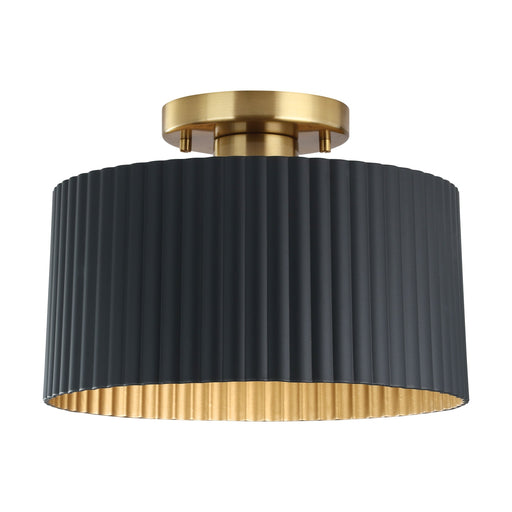 Semi-Flush Mount Thesis 206962A Leilani 11 inch 1 light Brushed Gold Semi Flush Mount with Matte Black and Gold Metal Shade THESIS