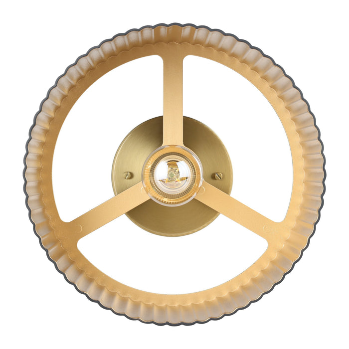 Semi-Flush Mount Thesis 206962A Leilani 11 inch 1 light Brushed Gold Semi Flush Mount with Matte Black and Gold Metal Shade THESIS