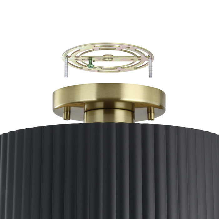 Semi-Flush Mount Thesis 206962A Leilani 11 inch 1 light Brushed Gold Semi Flush Mount with Matte Black and Gold Metal Shade THESIS