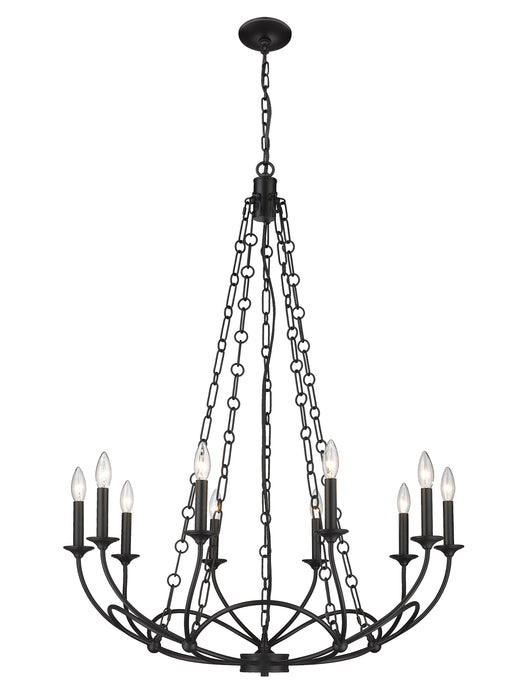 Chandelier Z-Lite 3500-10MB Matte Black Arabella 10 Light Chandelier Z-Lite