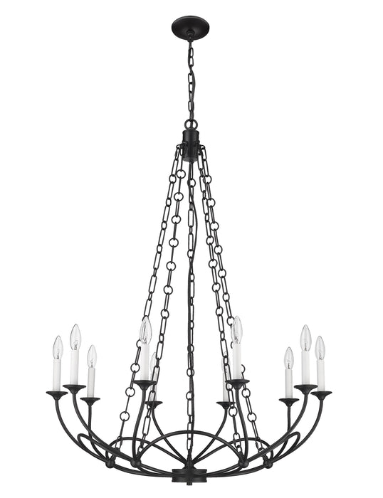Chandelier Z-Lite 3500-10MB Matte Black Arabella 10 Light Chandelier Z-Lite