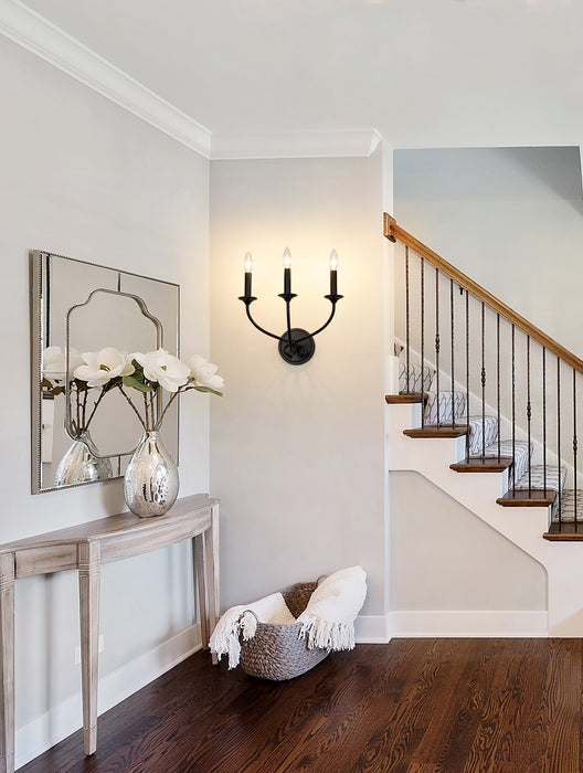 Wall Sconce Z-Lite 3500-3S-MB Matte Black Arabella 3 Light Wall Sconce Z-Lite