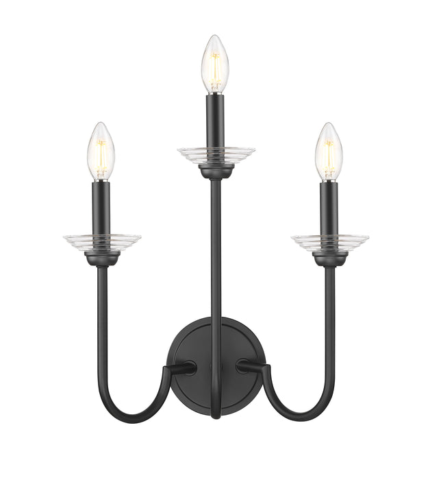 Wall Sconce Z-Lite 352-3S-MB Matte Black Allistair 3 Light Wall Sconce Z-Lite