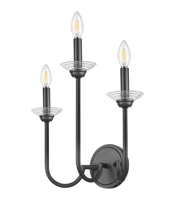 Wall Sconce Z-Lite 352-3S-MB Matte Black Allistair 3 Light Wall Sconce Z-Lite