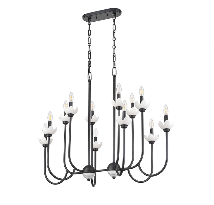 Linear Chandelier Z-Lite 352-42L-MB Matte Black Allistair 12 Light Linear Chandelier Z-Lite