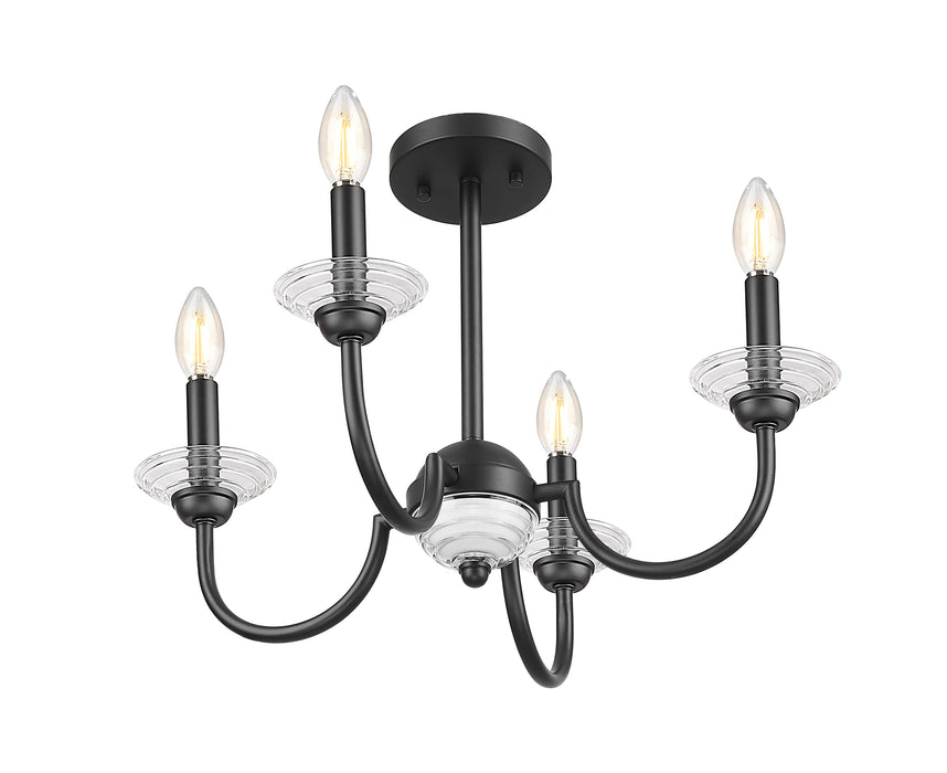 Semi Flush Mount Z-Lite 352-4SF-MB Matte Black Allistair 4 Light Semi Flush Mount Z-Lite