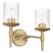 Vanity Light Thesis 207693A Andrea 15 inch 2 light Champagne Gold Vanity Light with Clear Ribbed Glass Shades THESIS
