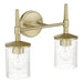 Vanity Light Thesis 207693A Andrea 15 inch 2 light Champagne Gold Vanity Light with Clear Ribbed Glass Shades THESIS