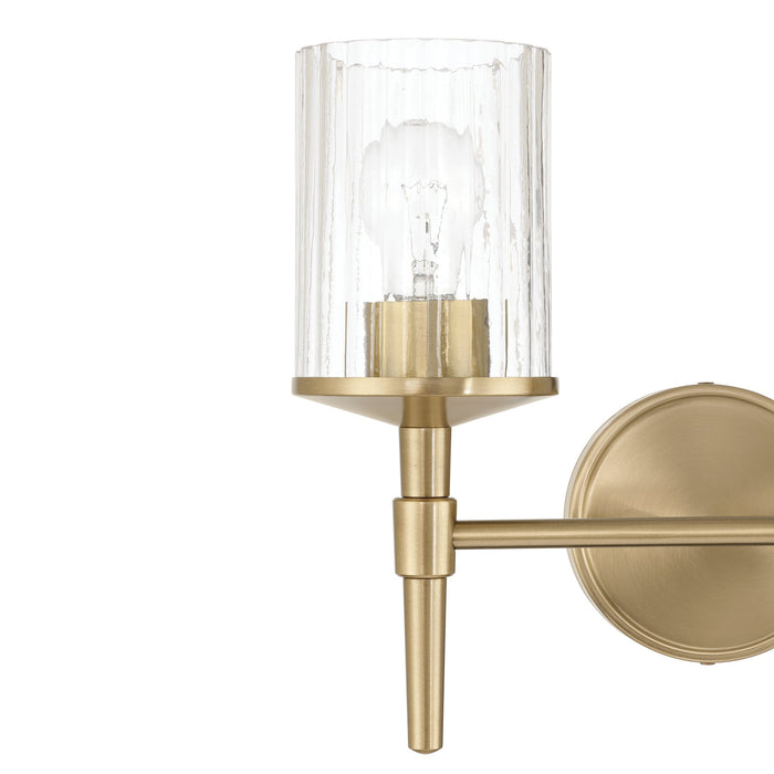 Vanity Light Thesis 207693A Andrea 15 inch 2 light Champagne Gold Vanity Light with Clear Ribbed Glass Shades THESIS